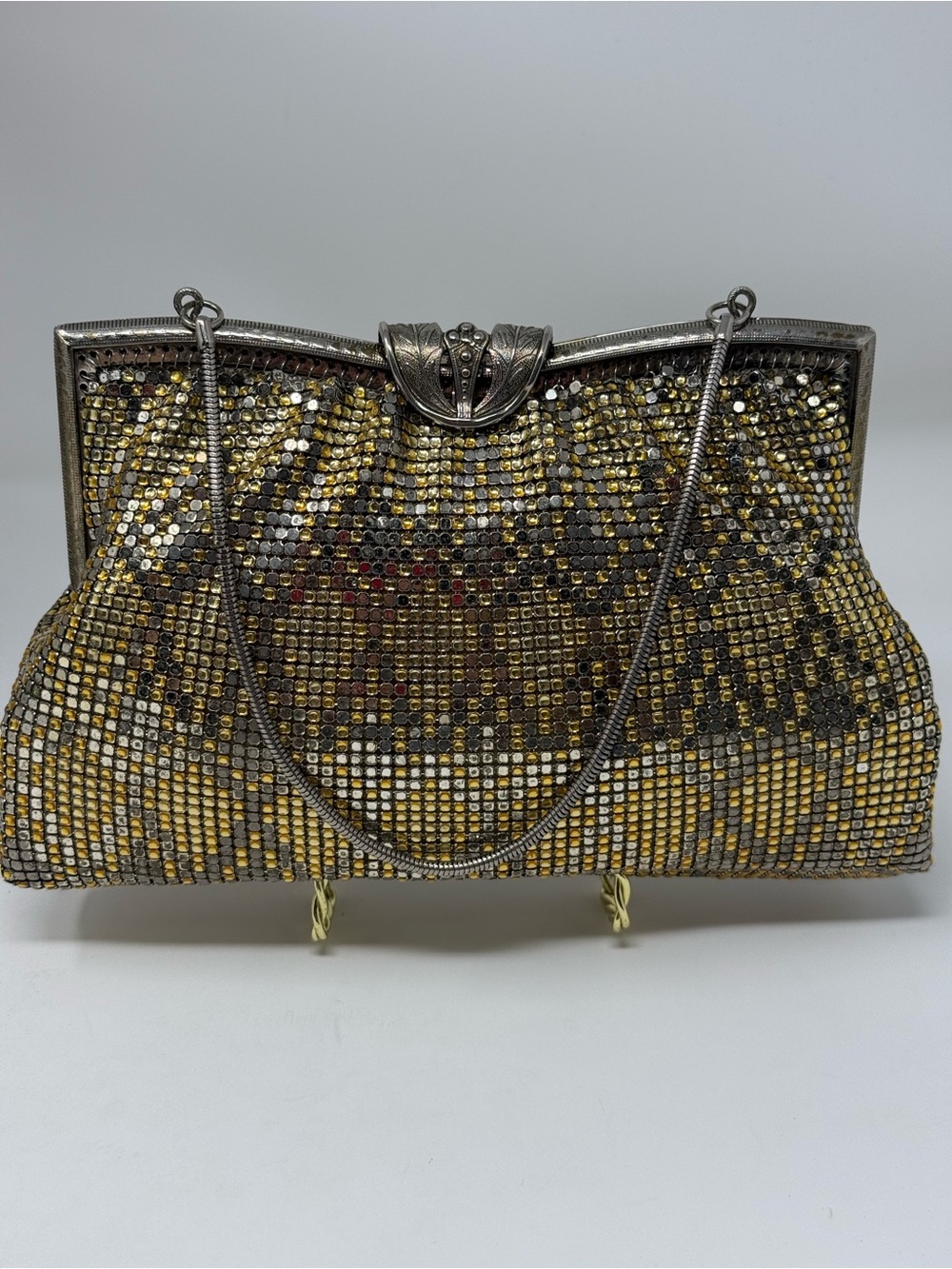 Metallic Mesh Evening Bag in Gold and Silver